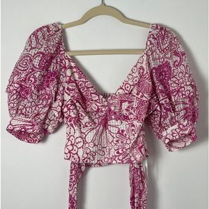 Anthropologie Pink and White Floral Top